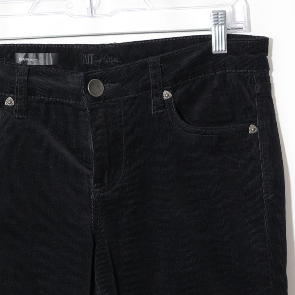 KUT From The Kloth Diana Stretch Corduroy Skinny Black Pants SIZE 6 - Picture 6 of 13